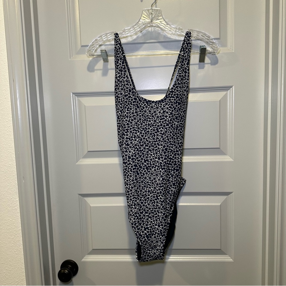 Gap Navy/White Star Print Cross Back One Piece Swimsuit size L
